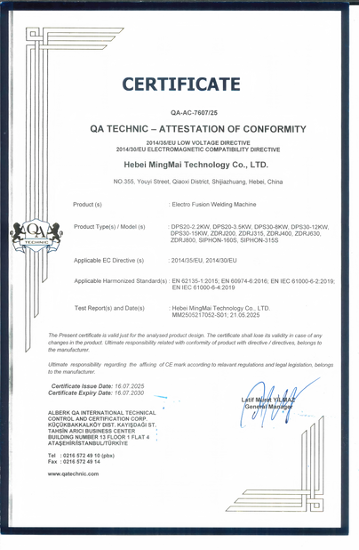 Çin Hebei Boda Plastic Technology Co., Ltd. Sertifikalar